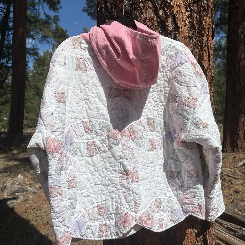 Quilted Jacket with Pink Corduroy Hood - Picture 6 of 6